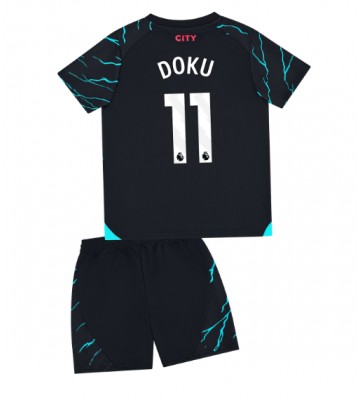 Maillot de foot Manchester City Jeremy Doku #11 Troisième enfant 2023-24 Manches Courte (+ pantalon court)